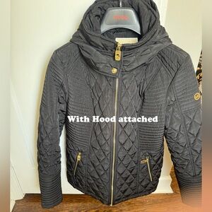 NWOT Michael Kors Women’s Black Quilted Jacket with Removable Hood